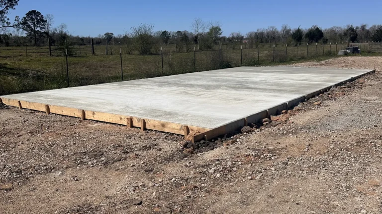 Concrete pad laid for building support