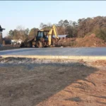 Concrete slab poured for a new building site