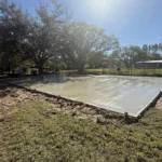 Freshly poured concrete slab foundation