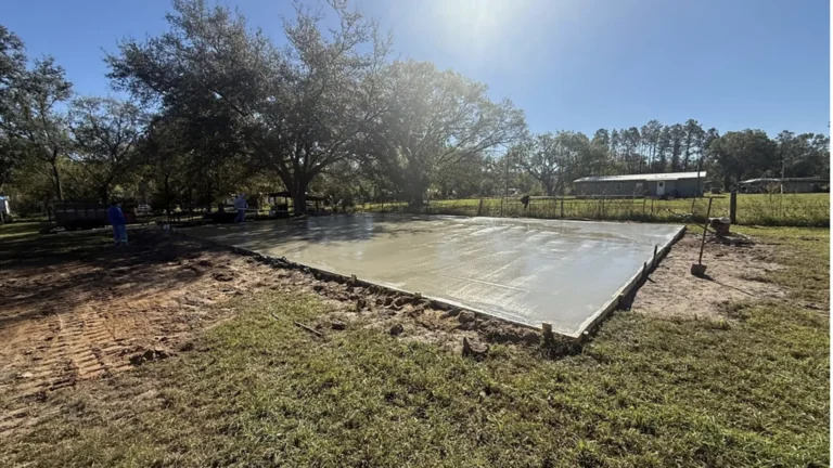 Drying concrete slab foundation