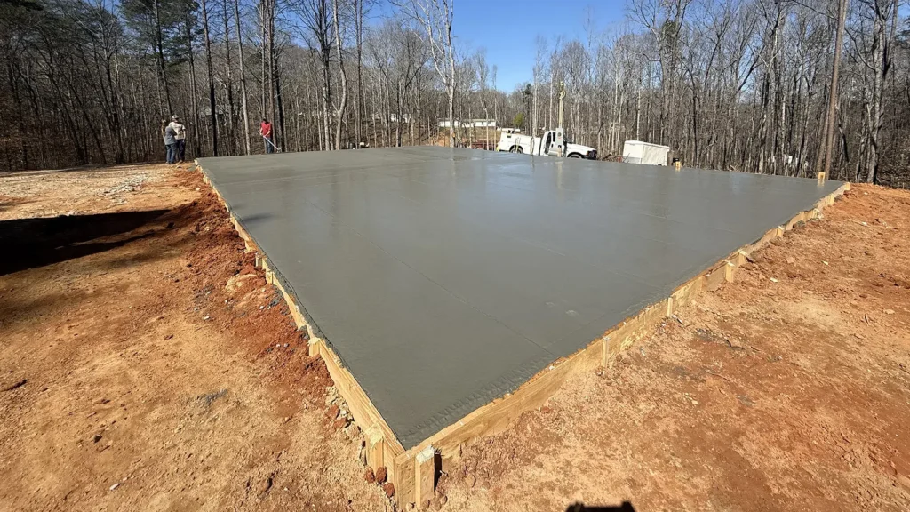 Freshly poured concrete slab