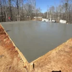 Freshly poured concrete slab