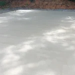 Fresh concrete slab on a construction site ready to set