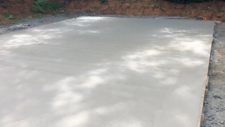 Fresh concrete slab on a construction site ready to set
