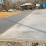 Concrete slab in place, ready for drying and curing