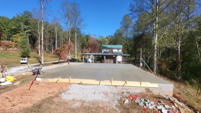 Freshly poured concrete slab with smooth surface
